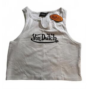 Von Dutch logo white crop tank top
